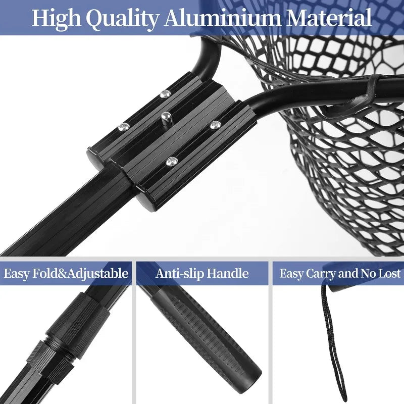 Rubber Fishing Net Large Folding Landing Net