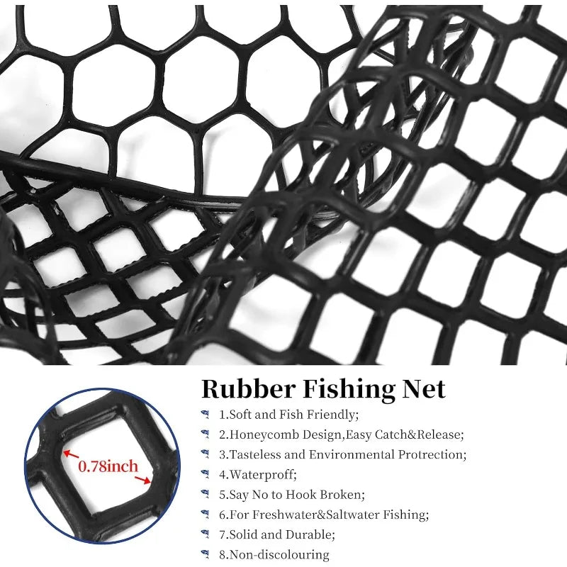 Rubber Fishing Net Large Folding Landing Net