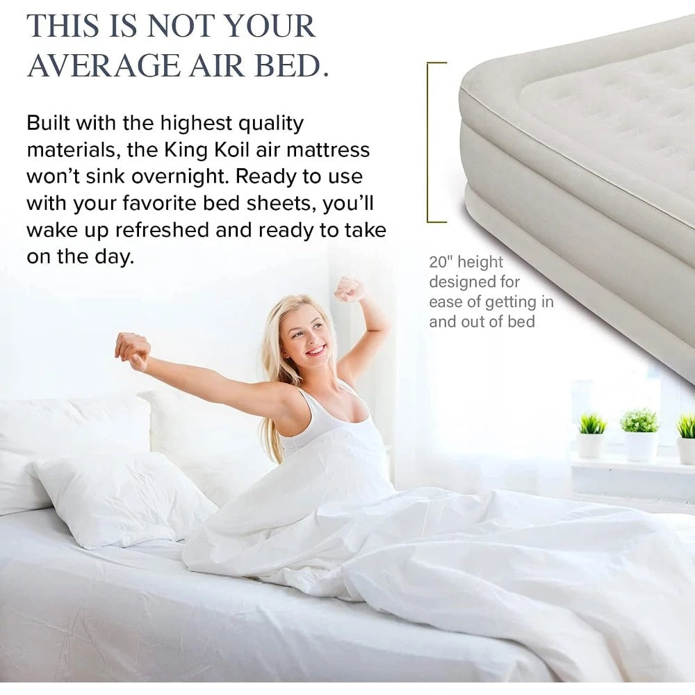 Queen Air Mattress with Built-in High-Speed Pump , High Adjustable Blow Up Mattress, 20" Queen Size Luxury Double Air Bed