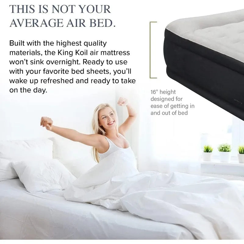 AirMattress with High-Speed Built-in Pump,Blow Up Bed Top Side Flocking,Puncture Resistant