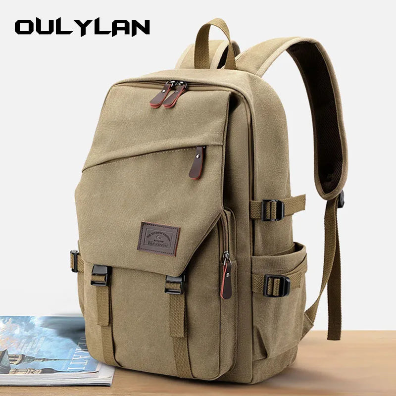 Oulylan Teenagers 15.6 inch Backpacks Student Solid Color School Bag Large Capacity