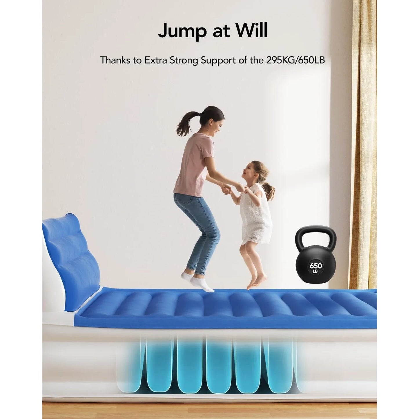 Air Mattress Full with Built in Pump, Inflatable Mattress with Headboard