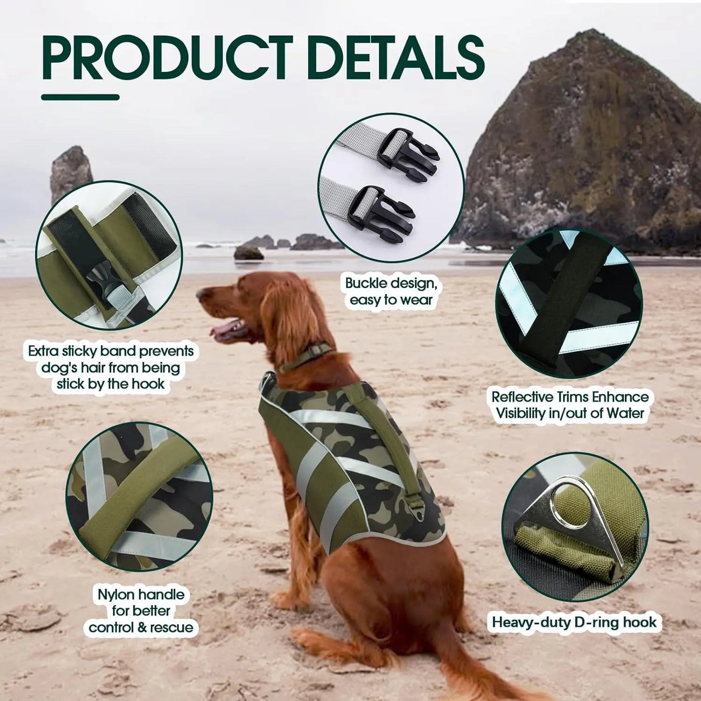 Dog Life Jacket with Reflective Stripes