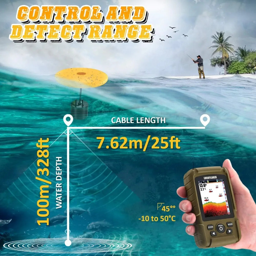 Water Depth Fish Finders Waterproof Portable Fishing Fish Finder Display Handheld Ice Fishing Finder Sonar Sensor Transducer