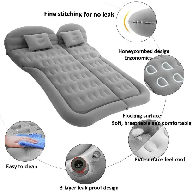 SAYGOGO  Air Mattress Camping Bed Cushion Pillow - Inflatable Thickened Car Air Bed with Air Pump