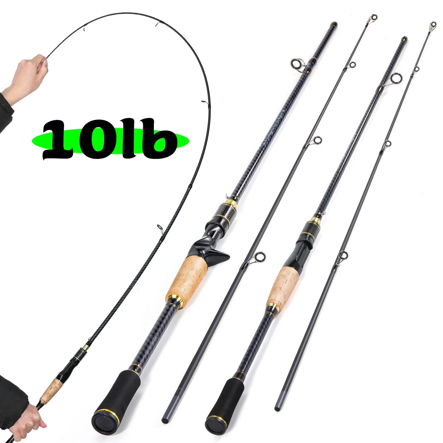 Sougayilang 2 sections Fishing Rod Cork Handle 1.8m 10LB Power Carbon Fiber