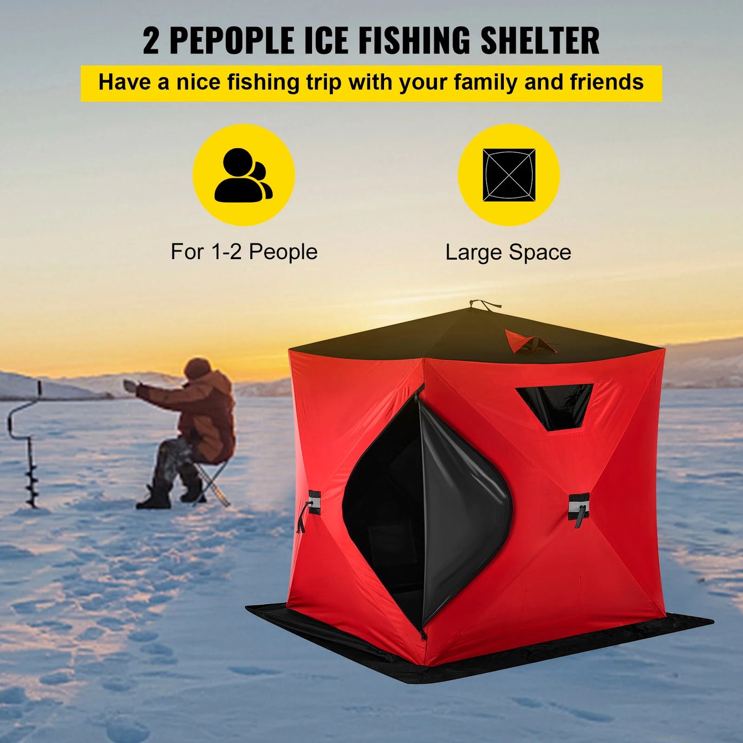 VEVOR Ice Fishing Tent Warm Winter Large Space Thick Camping Outdoor Windproof Waterproof