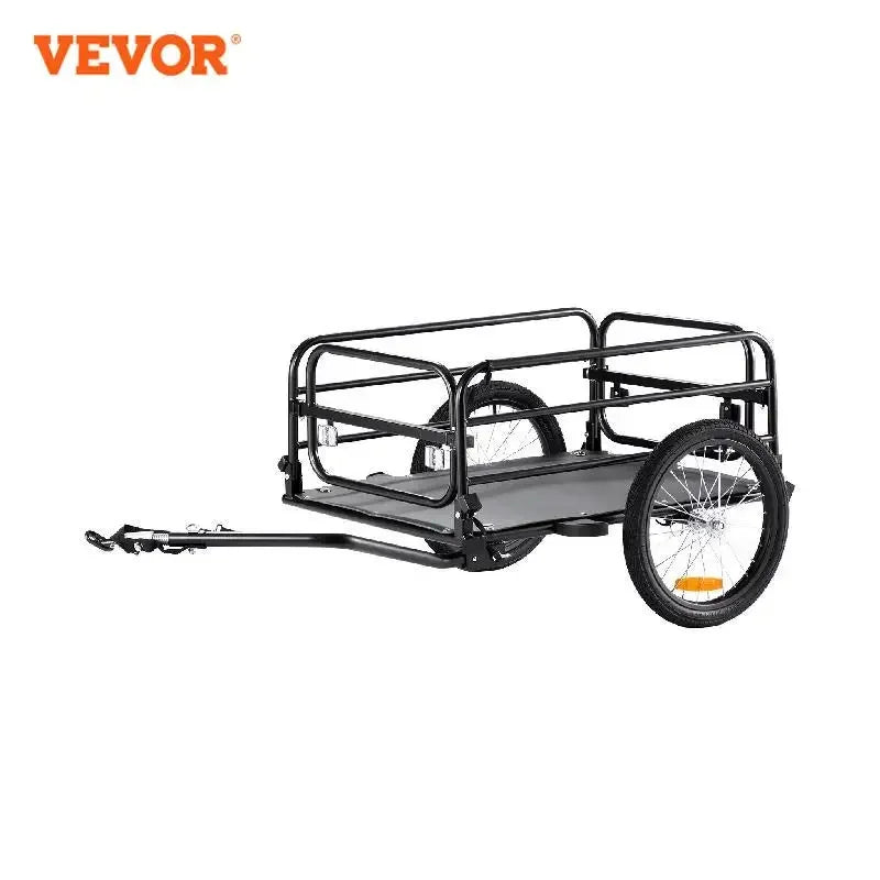 VEVOR 160 lbs Bike Cargo Trailer Foldable Storage Bicycle Wagon Cart with 16" Wheels Safe Reflectors Fits 22"-28" Bike Wheels