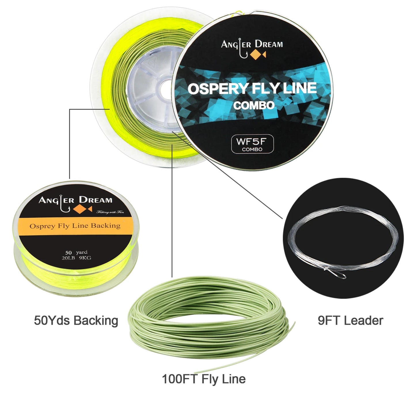 AnglerDream Moss Green Color Fly Fishing Line 3/5/8 WT