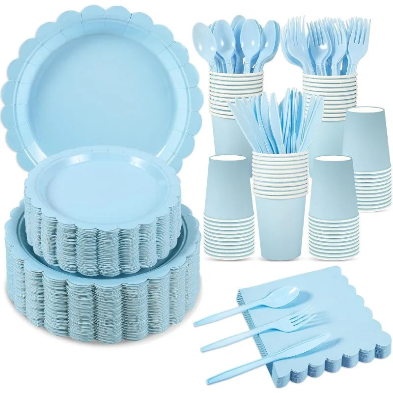 350 Pcs Paper Plates and Napkins, 50 Guest Supplies