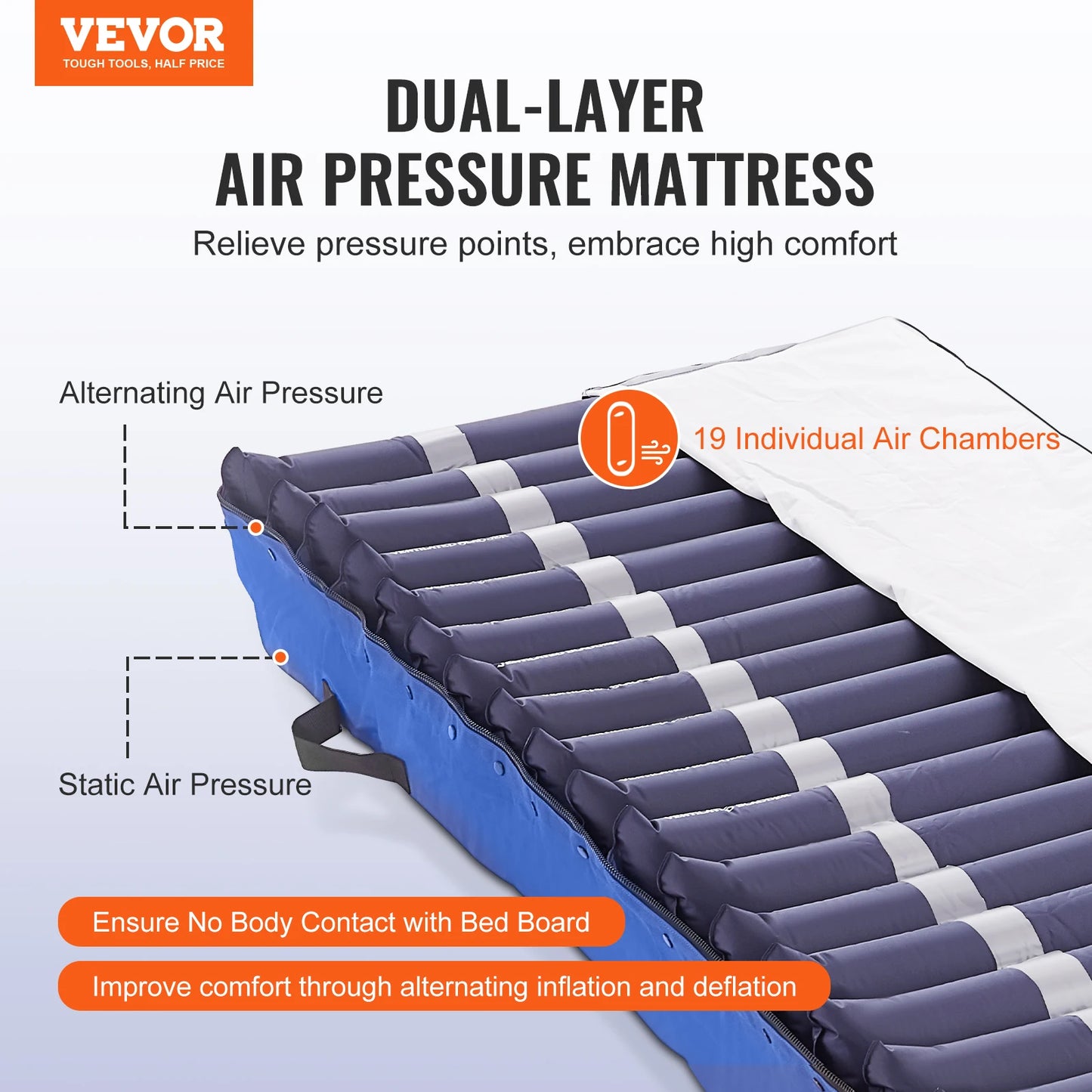 VEVOR Alternating Air Pressure Mattress Dual-Layer Alternating Pressure Pad for 450LBS Loading Air Mattress