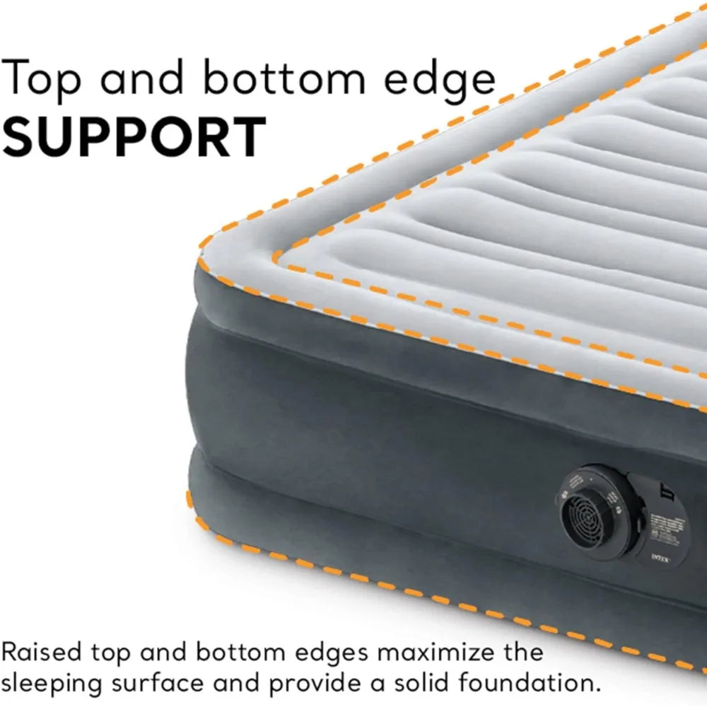 Plush Mid-Rise Air Mattress: Fiber-Tech Built-in Electric Pump – 13in Bed