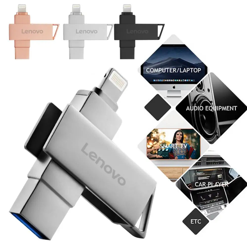 Lenovo 2TB 128GB Lightning Pen Drive USB 3.0 OTG USB Flash Drive For Iphone ipad Android 1TB Pendrive 2 in 1 Memory Stick for PC