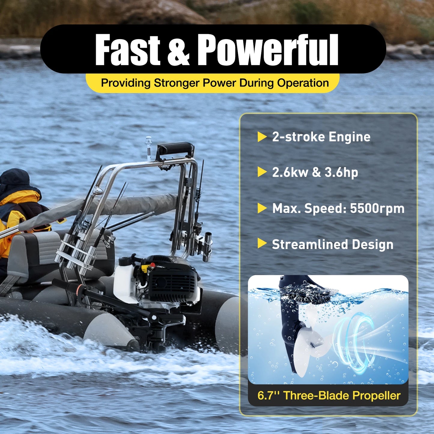 4 Stroke Engine Boats Outboard Motor 55cc 2900W 4HP Maximum Speed 5500rpm CDI Ignition System Outboard Engine