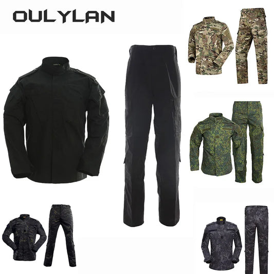 Tactical Suit Men's Long Sleeved Camouflage Training Clothes Jackets Pants Set