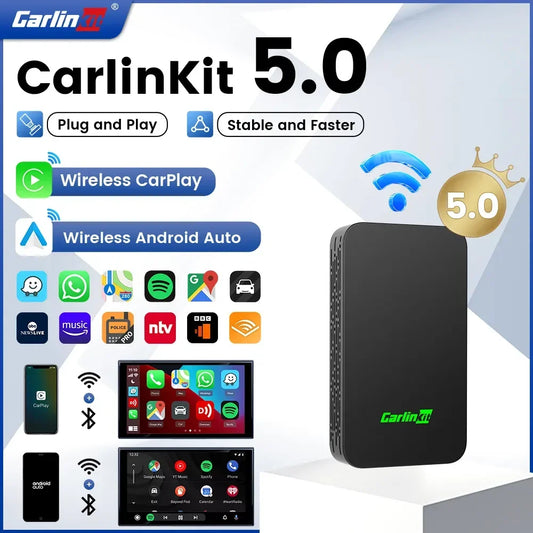 2024 CarlinKit 5.0 2air Wireless Android Auto Box Portable CarPlay Wireless Dongle For Car Radio with Wired CarPlay/Android Auto