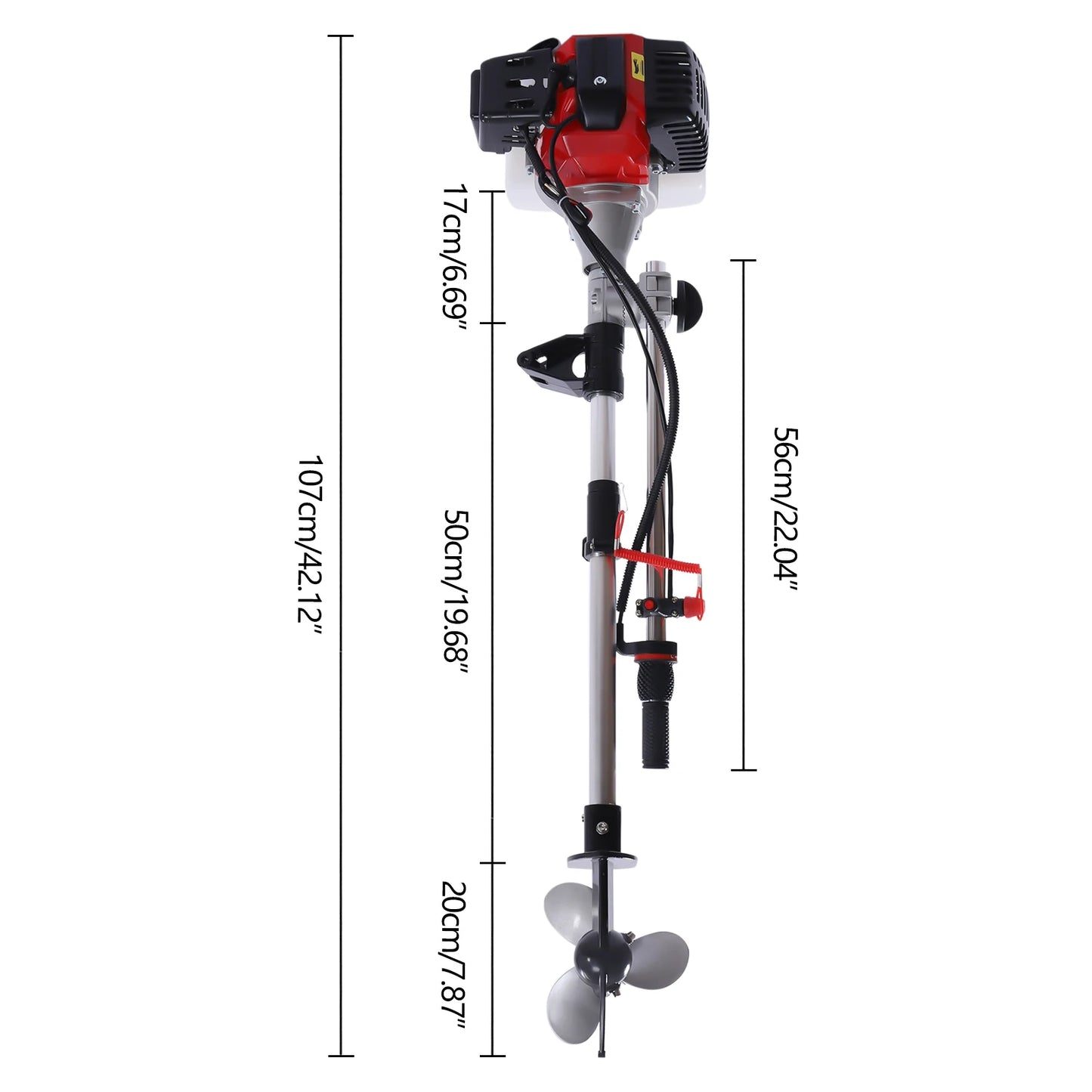 2.3 HP 2 Stroke Gas-Powered Outboard Trolling Motor 52CC Boat Engine Long Shaft