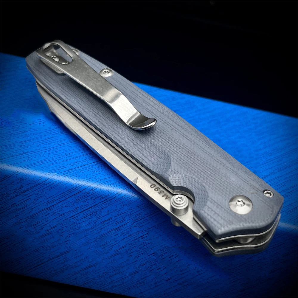 Chic 485 Pocket Folding Knife M390 Satin Plain Blade G10 Handles Tactical Survival Hunting Camping EDC Flipper Knife Clip Tool