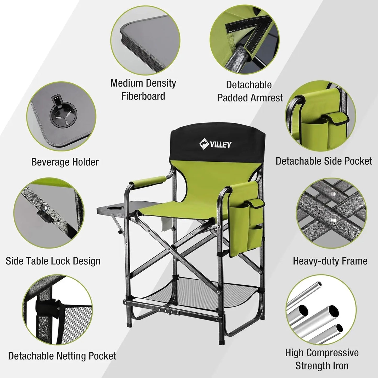 Tall Directors Chair, Folding Camping Chairs