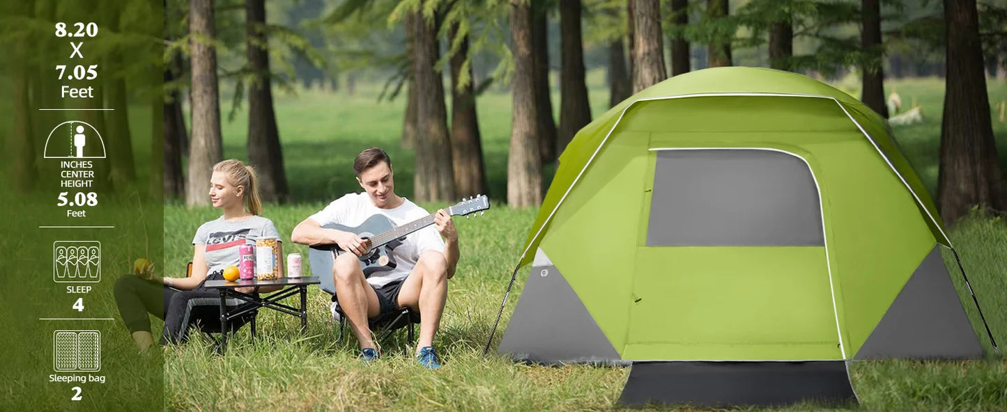 Camping Tents 4 Person Waterproof Quick Easy Setup