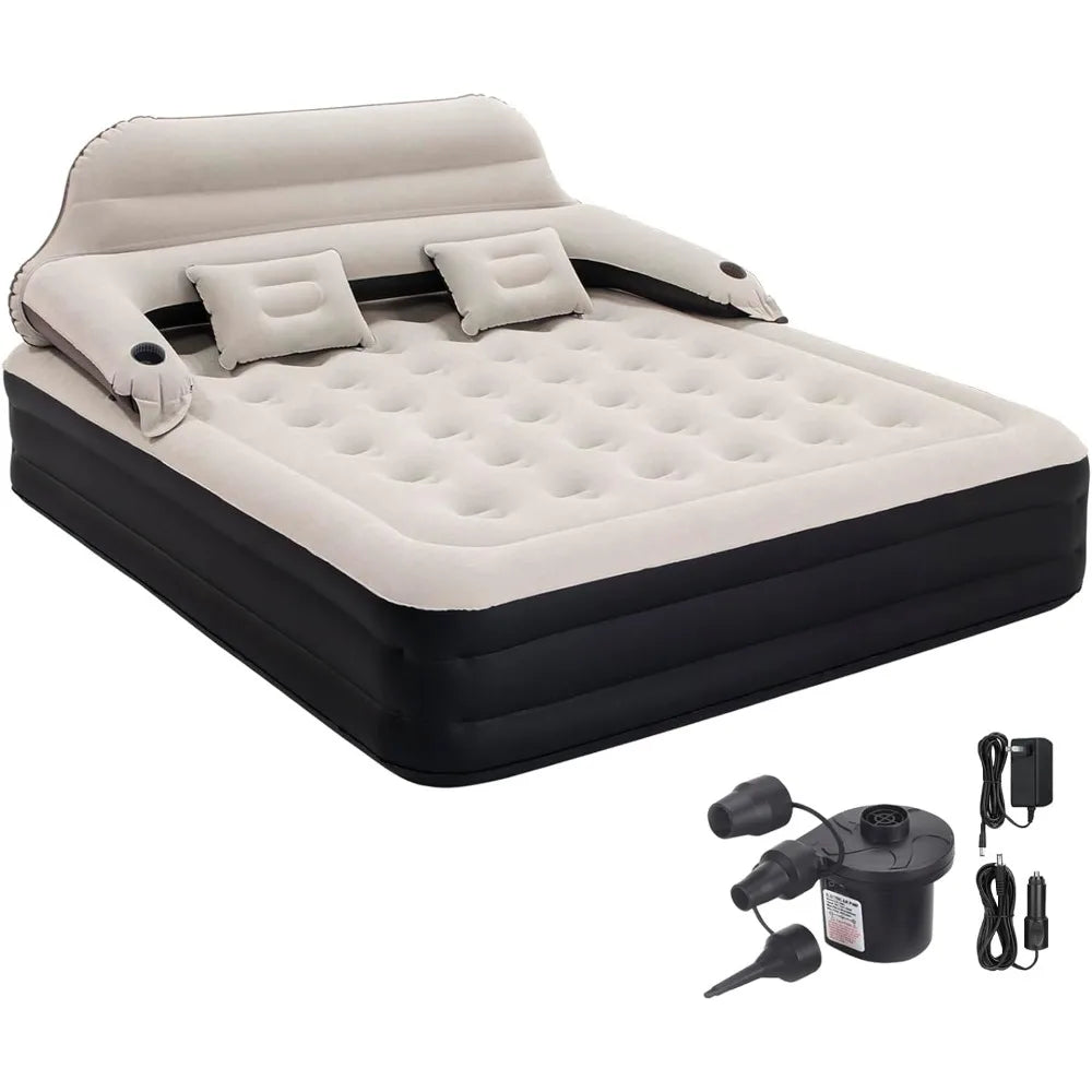 Air Mattress Inflatable Bed with Pump and Headboard,Blow Up Mattress