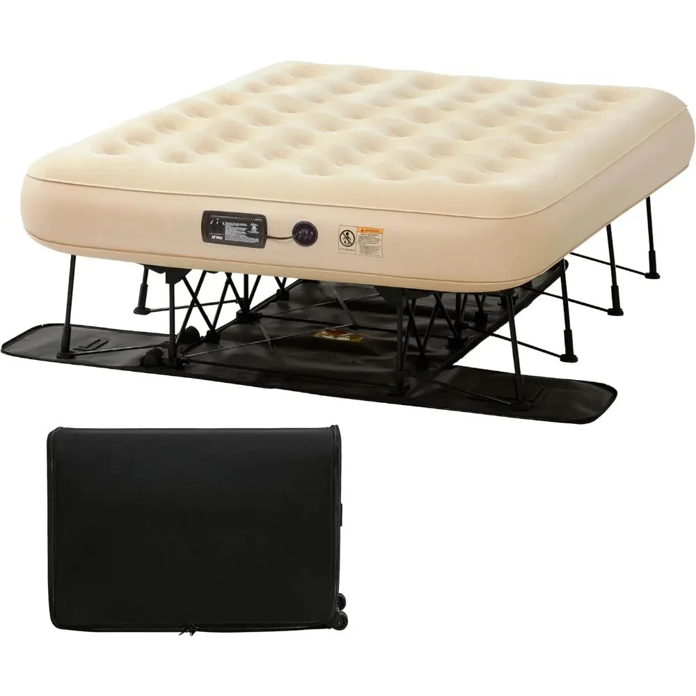 Air Mattresses, Nflating Mattress with Built-in Frame Pump and Wheeled Case Blow Up Inflatable