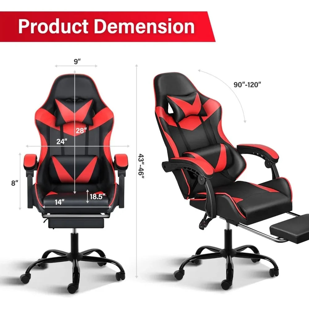 Gaming Chair,Backrest and Seat Height Adjustable Swivel Recliner