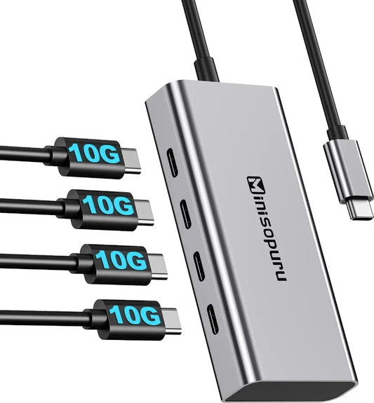 Minisopuru HUB USB C Hub 4 Ports 10Gbps USB Type C to USB C 3.2 Gen1