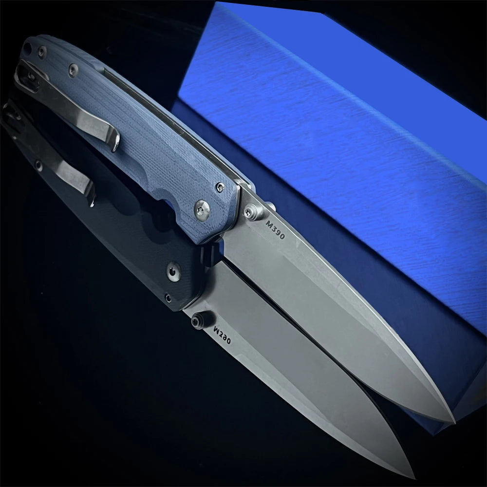 Chic 485 Pocket Folding Knife M390 Satin Plain Blade G10 Handles Tactical Survival Hunting Camping EDC Flipper Knife Clip Tool