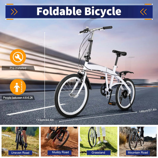 20 Inch Foldable Bicycle 6 Speeds