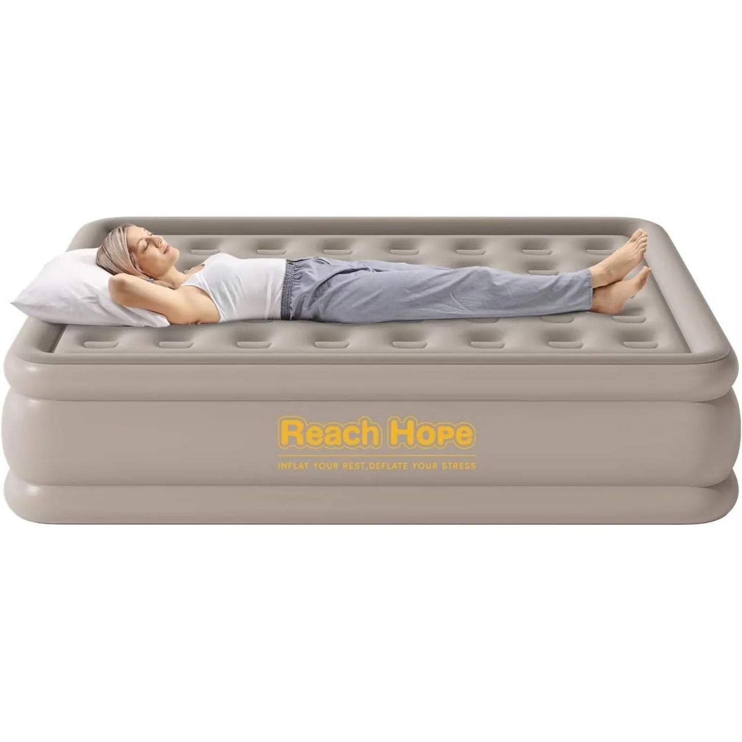 Full Size Air Mattress with Built-in Pump Coil Beam