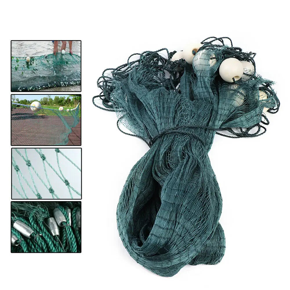 Green Fishing Net with Float Fish Trap Monofilament Small Mesh Fishing Accessories for Hand Casting