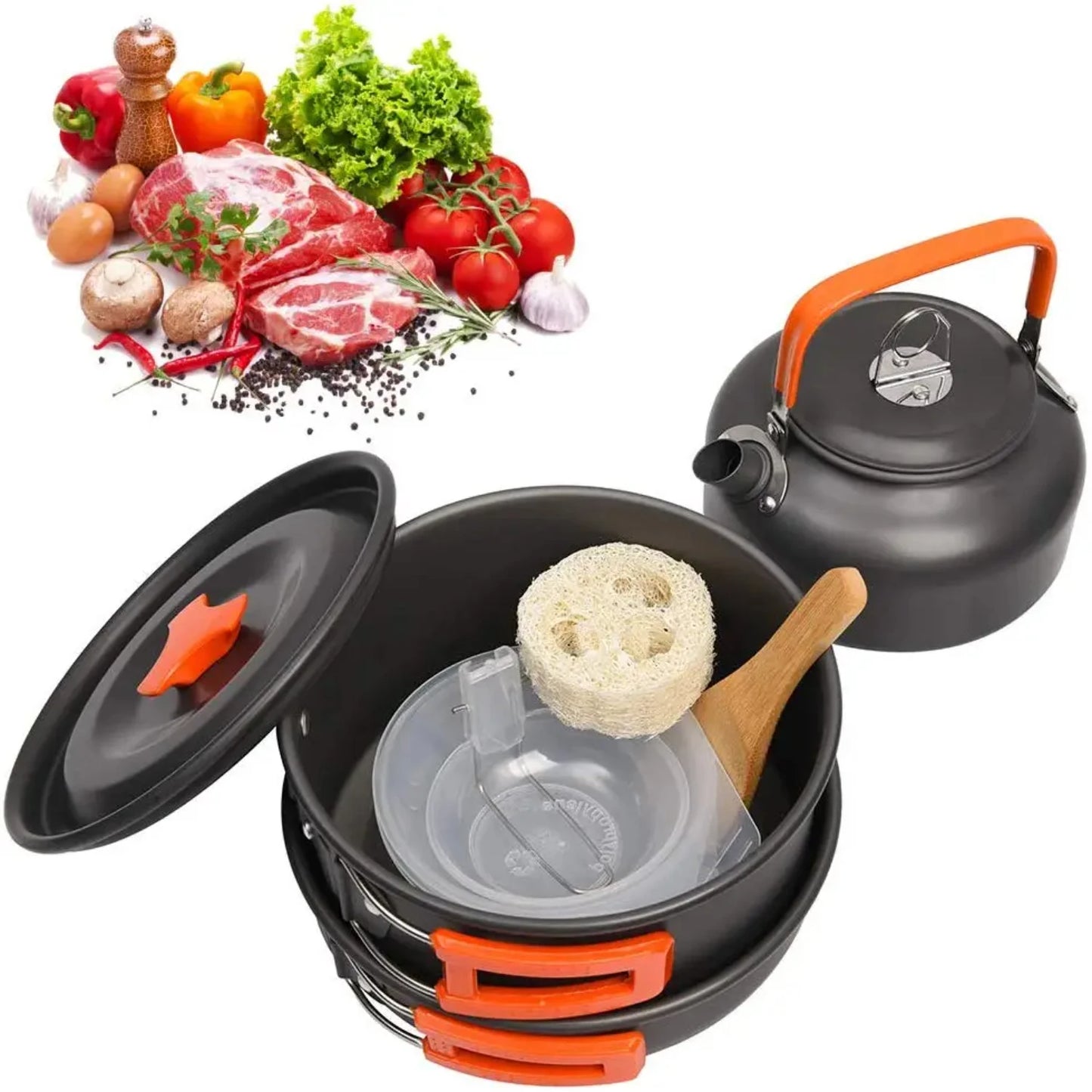 New Camping Cookware Kit Outdoor Aluminum Cooking Set