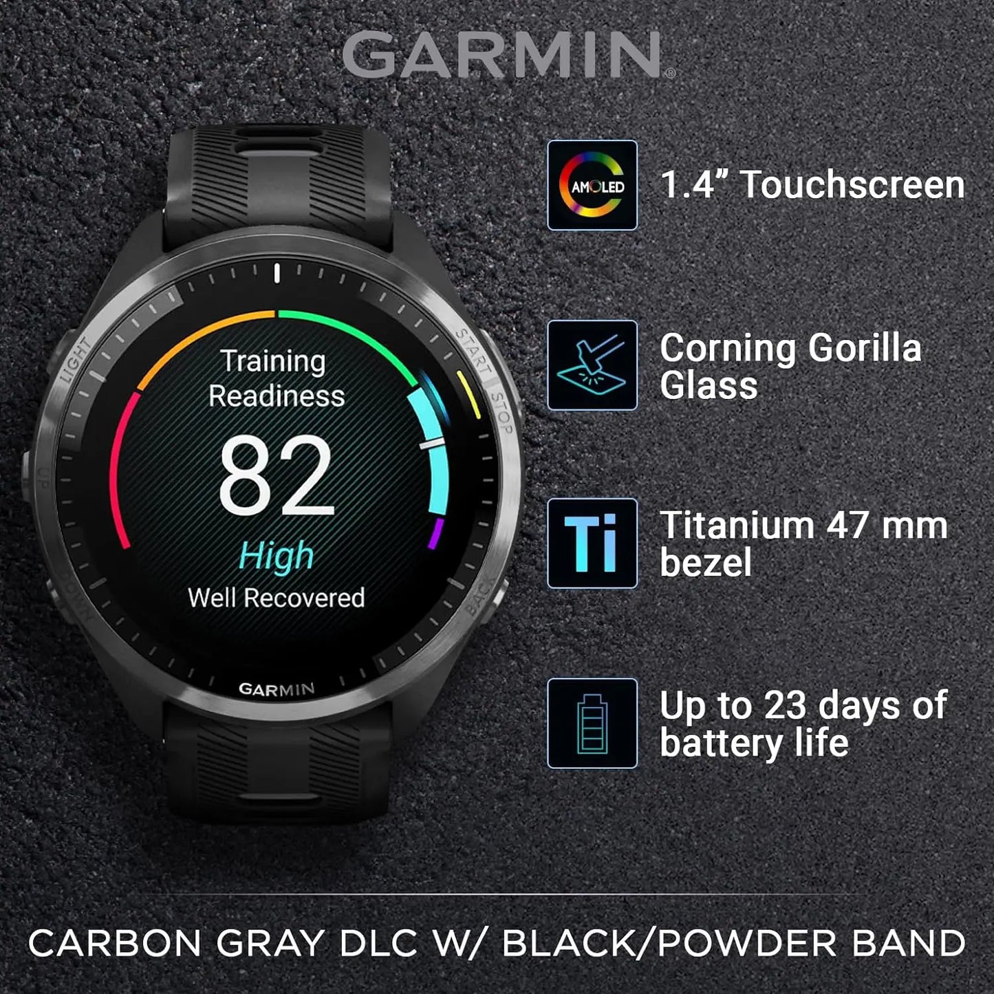 Garmin Forerunner 965 Premium GPS Running and Triathlon 47mm Smartwatch with AMOLED Touchscreen Display