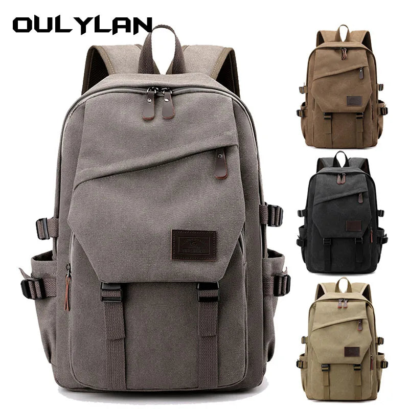 Oulylan Teenagers 15.6 inch Backpacks Student Solid Color School Bag Large Capacity