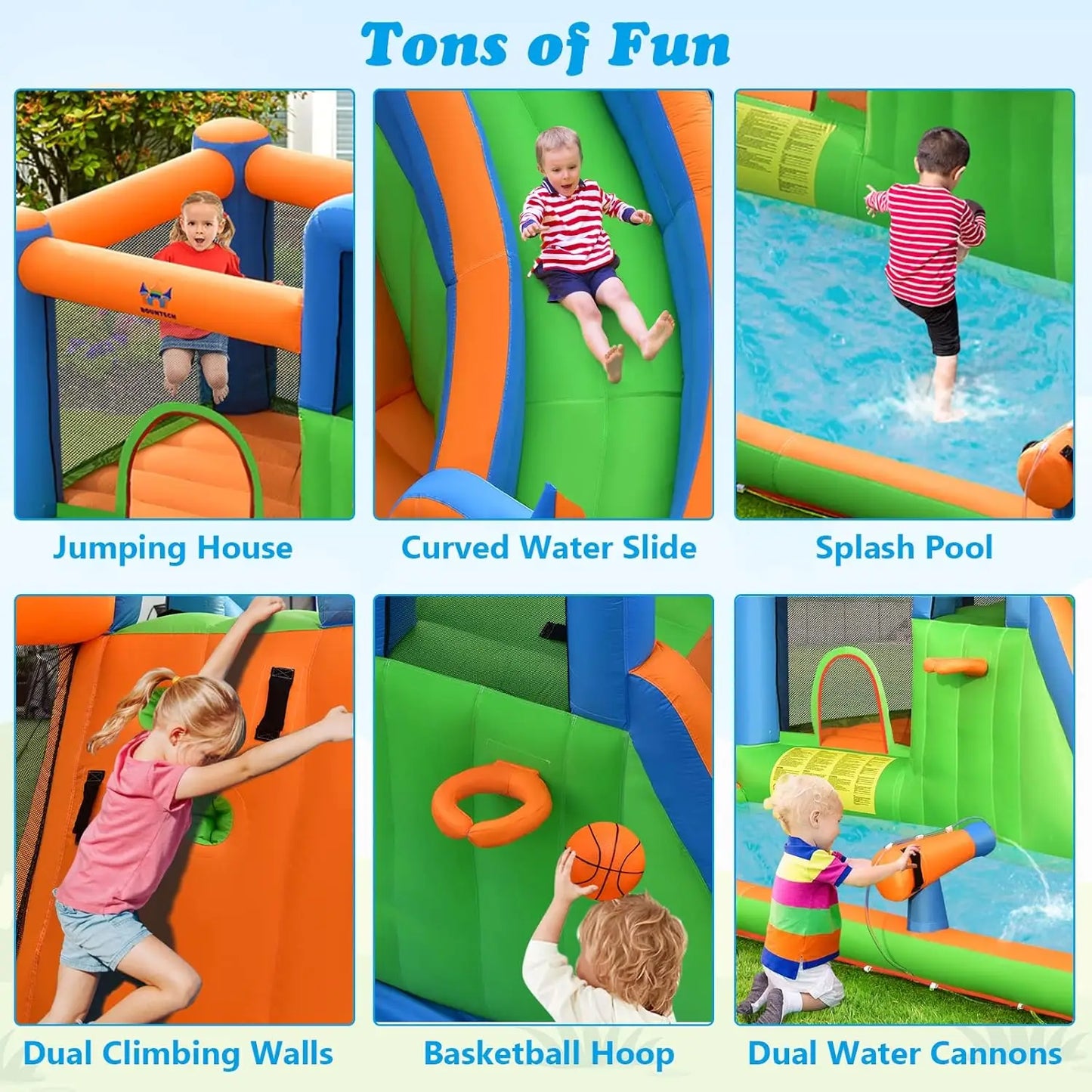 Inflatable Water Slide, 16x12FT Kids Giant Water Bounce House Combo