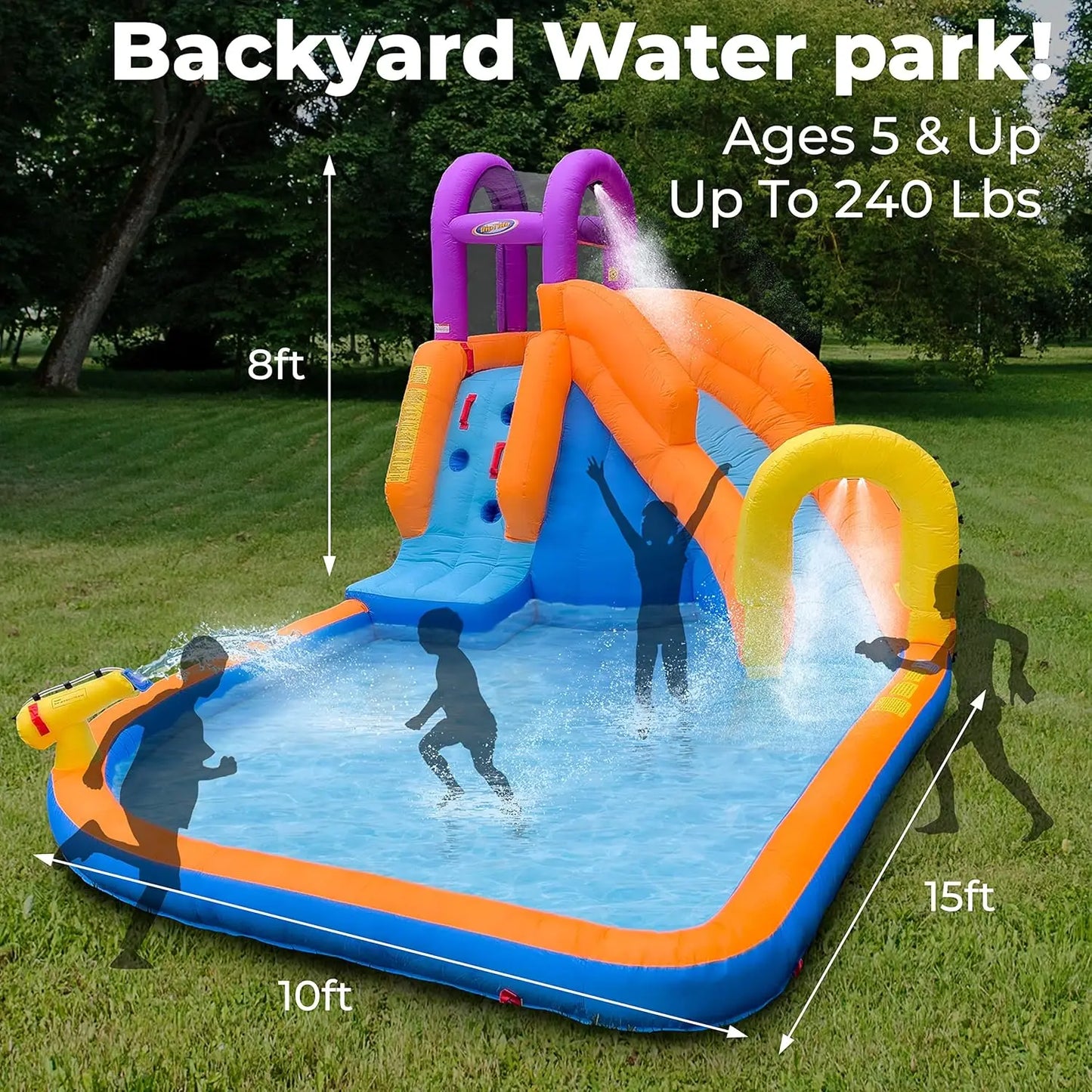 Inflatable Water Slide for Kids -Climbing Wall, Water Cannon and Splash Pool