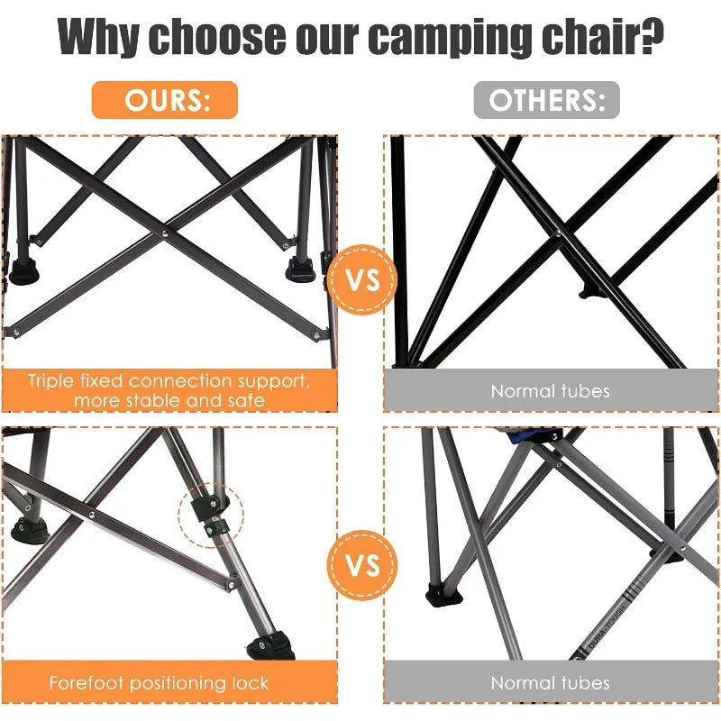 Folding Camping Chair Oversized Collapsible Camp Chairs