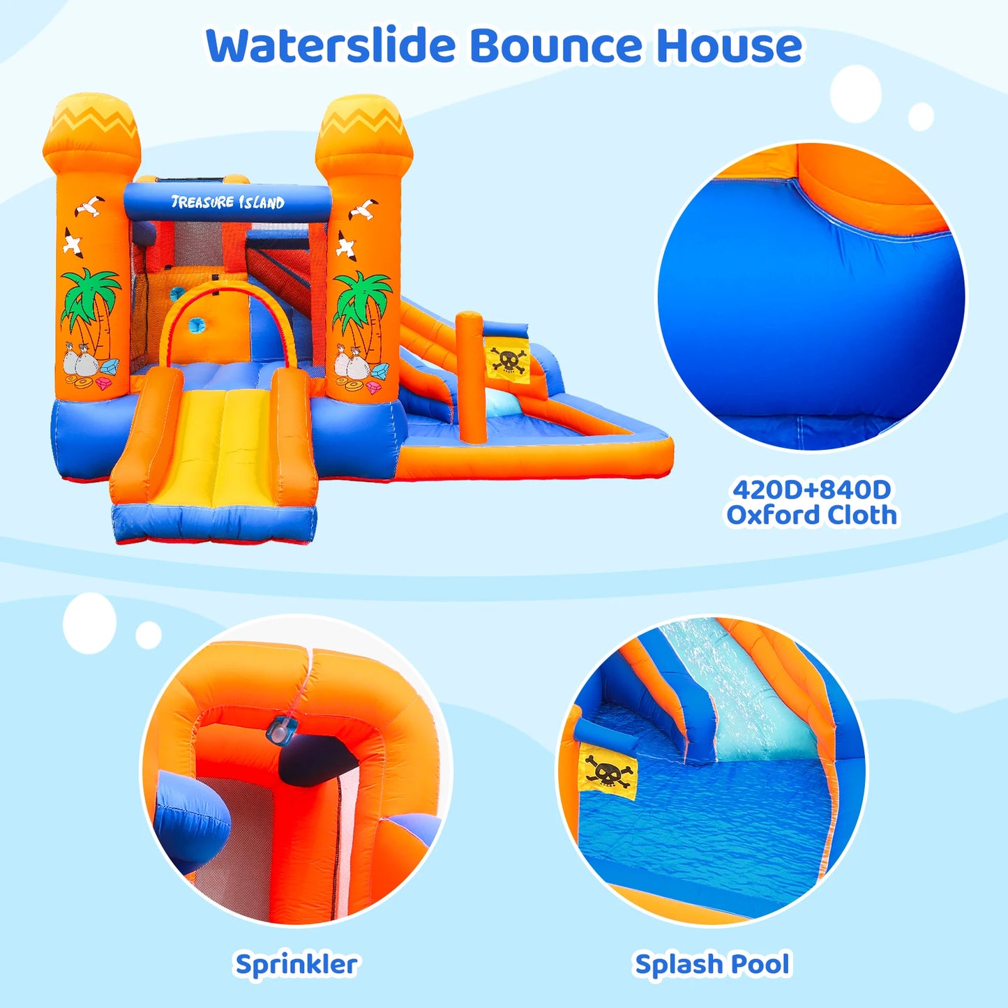 AOOU Kids Inflatable Bounce House w/450W Blower