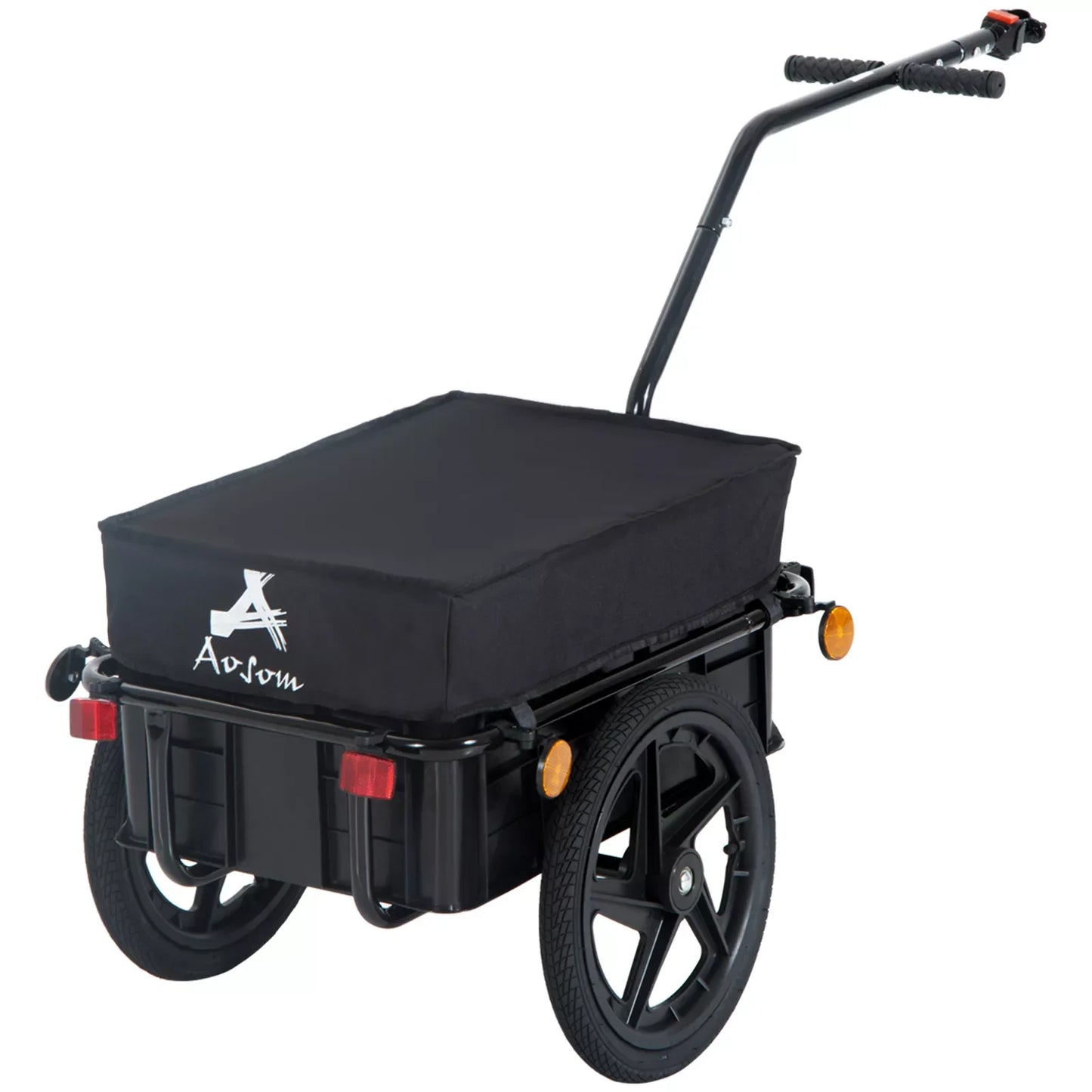 US Bike Cargo Trailer, Foldable Bicycle Trailer, Two Wheel Bike Luggage Wagon w/ Removable Cover wagon cart Cart 180 lbs