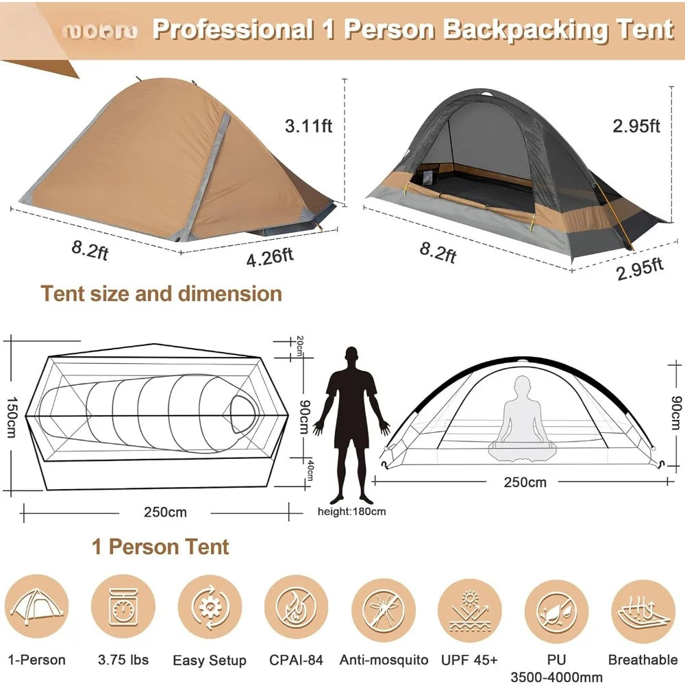 1 Person Tent for Camping Hiking Mountain Hunting Backpacking