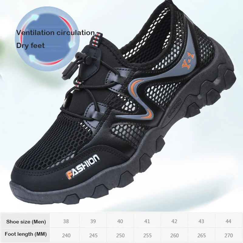 Oulylan Climbing Shoes Walking Mesh Breathable Men's Casual Outdoor Non-Slip Durable Hiking Shoes Wading Sports Shoes Male