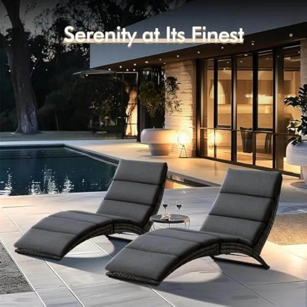 Patio Chaise Lounge Chairs Set, 2 Pieces Folding Outdoor Chaise Lounge Chairs