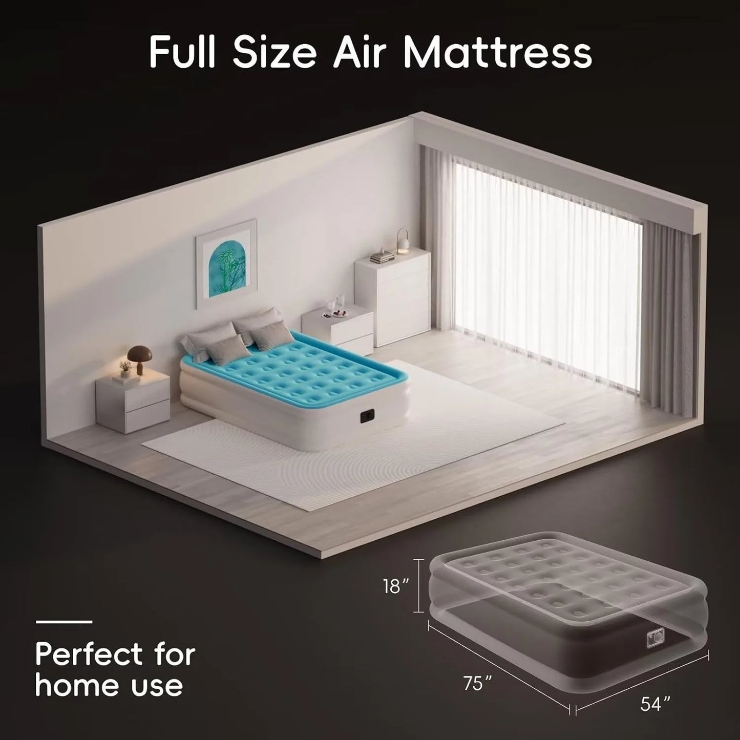 Full Size Air Mattress with Built-in Pump Coil Beam