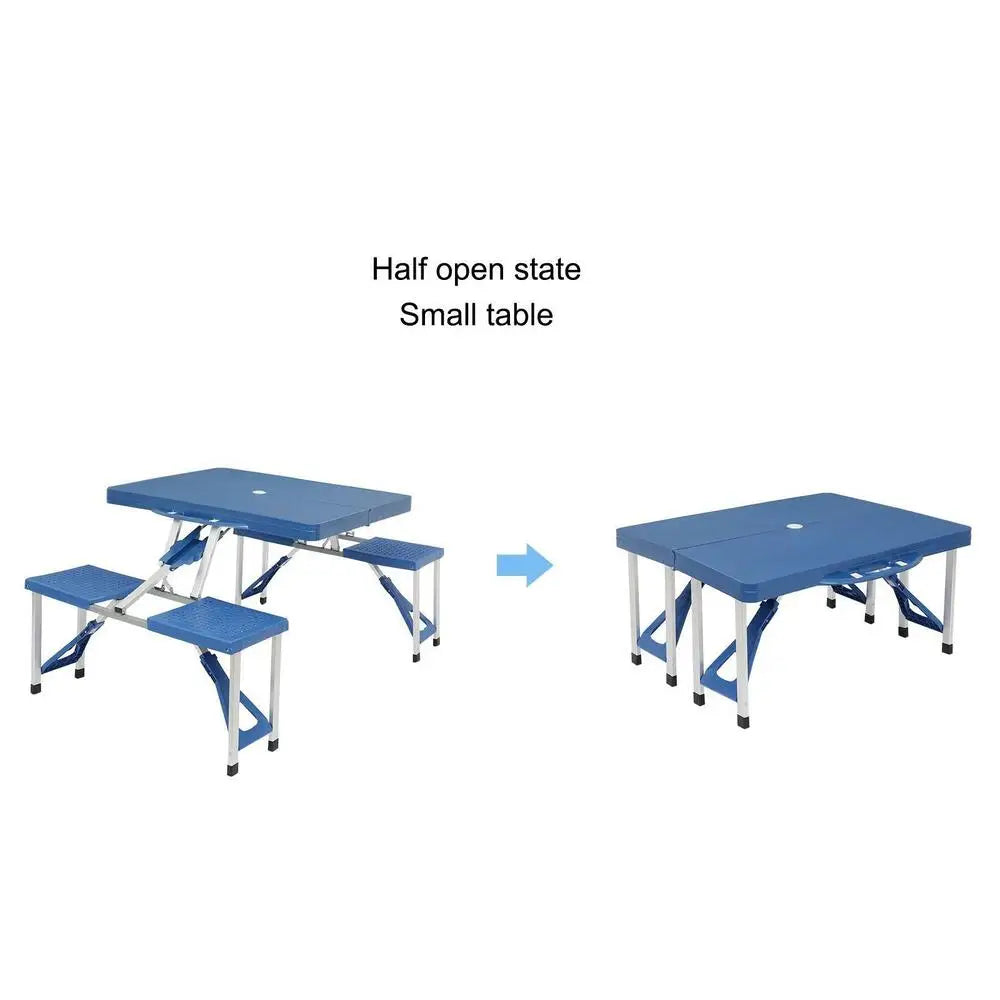 Aluminum & ABS Folding Camping Picnic Table /w 4 Chair Seats