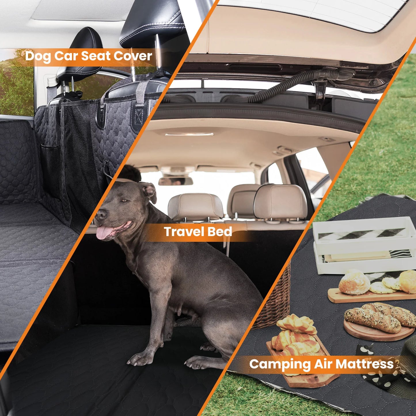 Back Seat Extender Dog Car Seat Cover Camping Air Mattress Hammock Travel Bed