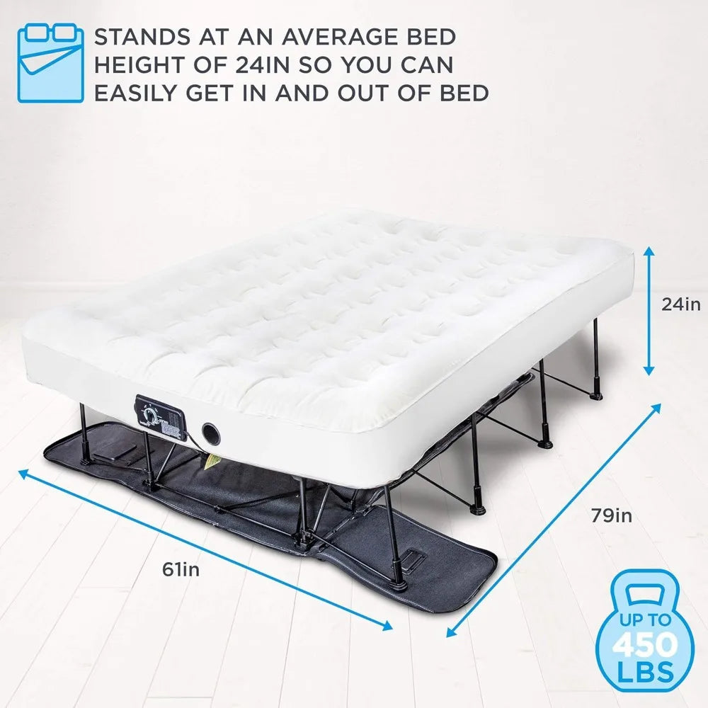 EZ-Bed  Air Mattress with Frame & Rolling Case, Self Inflatable, Blow Up Bed Auto Shut-Off