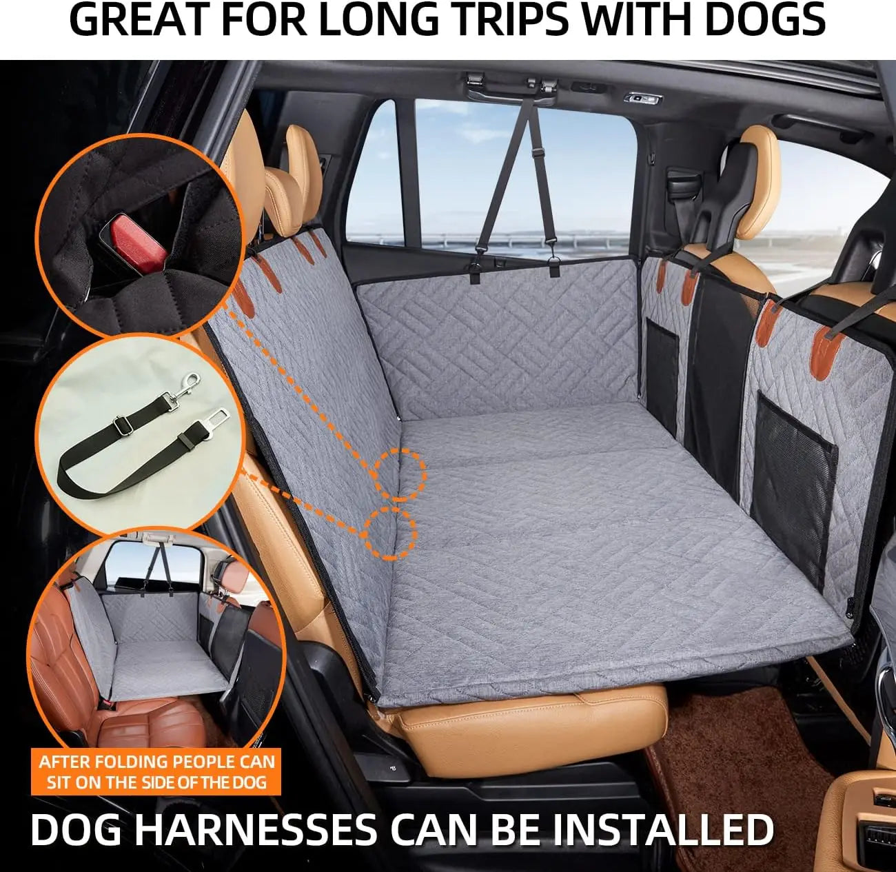 Back Seat Extender for Dogs, Seat Cover for Back Seat Bed Inflatable for Car Camping Air Mattress,Dog Hammock for Car