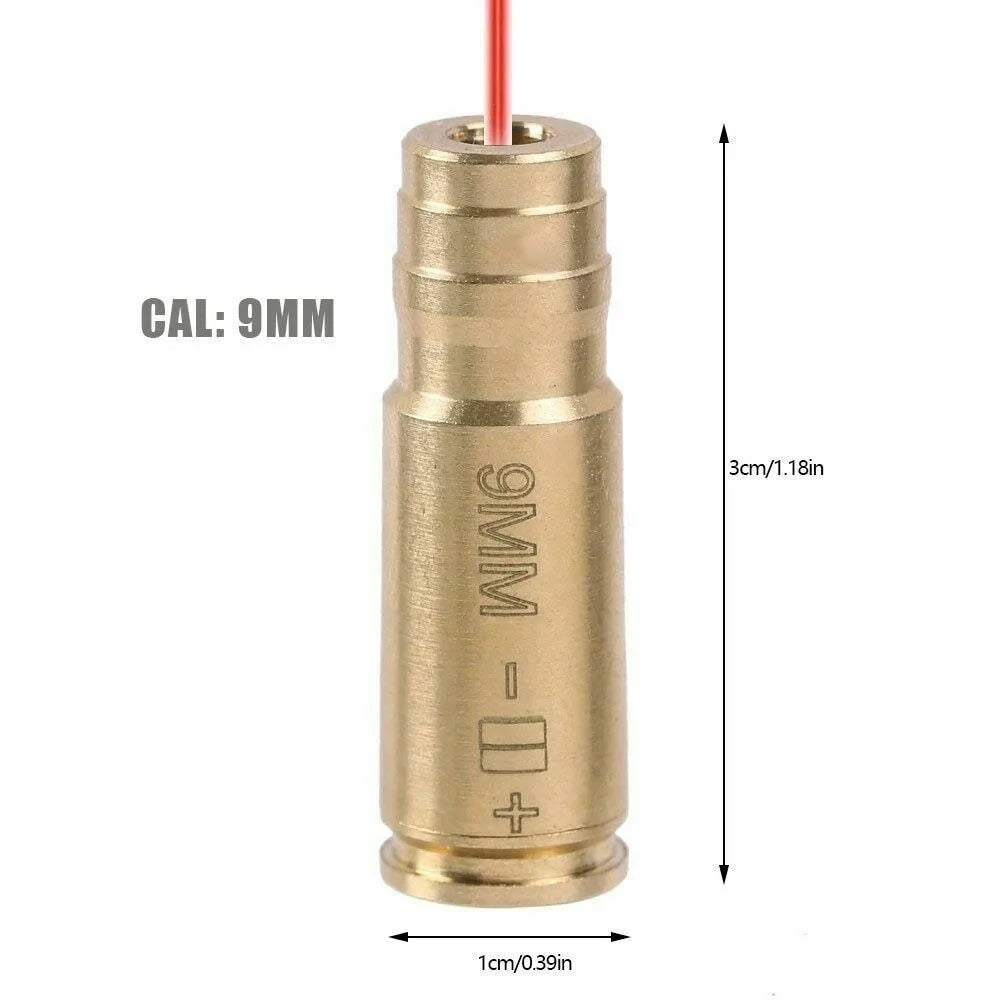 Red Laser Bore Sight Training 9mm Brass CAL Bullet Shap