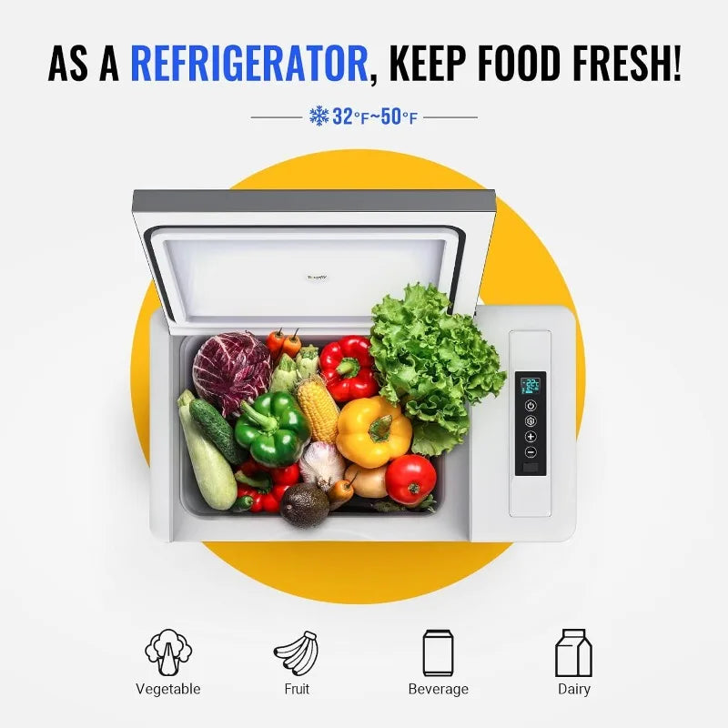 BougeRV 12 Volt Refrigerator 12V Car Fridge 23 Quart Portable Freezer Compressor Cooler 12/24V DC 110~240 Volt AC